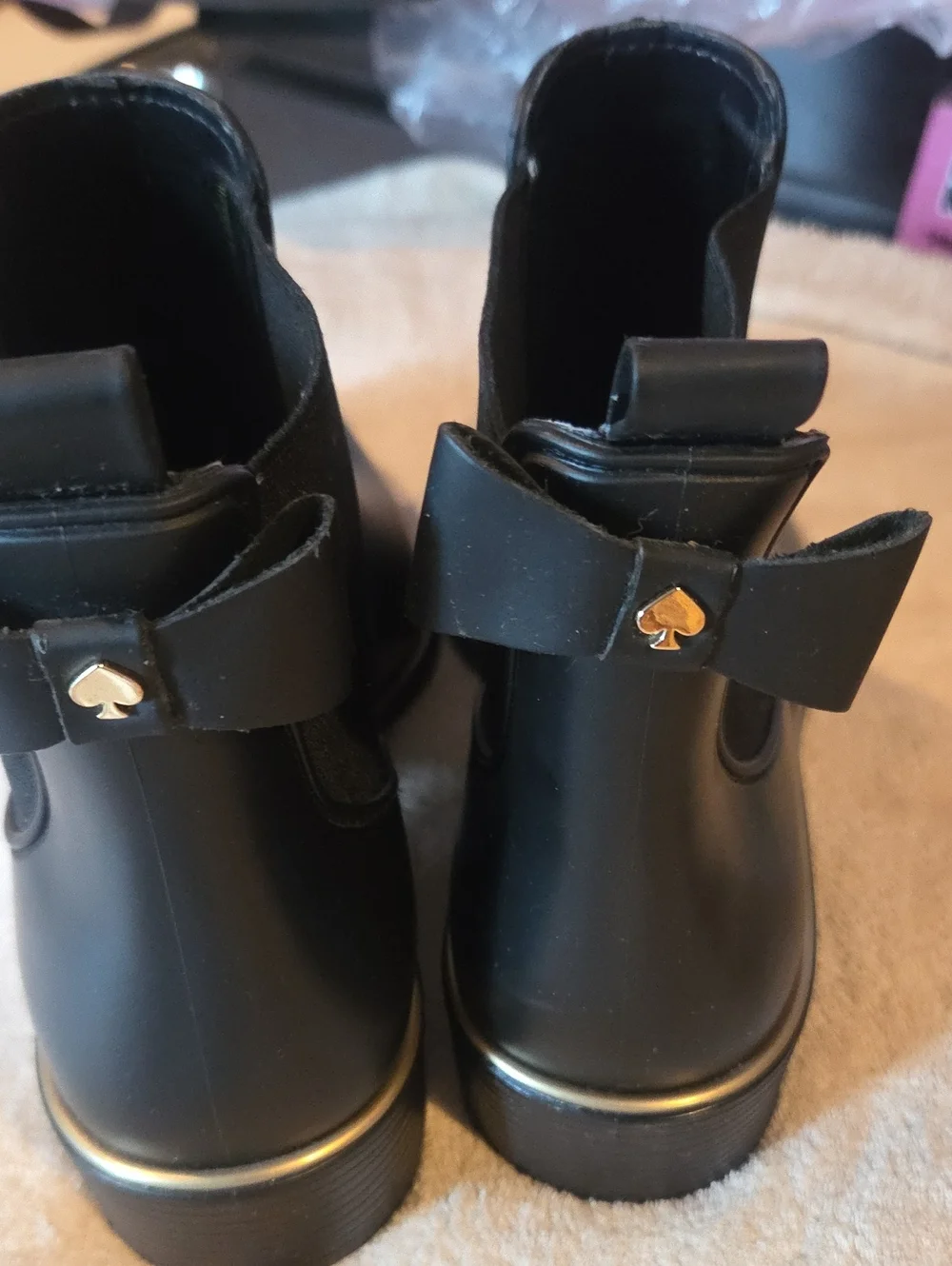 Men's Black Kate Spade  Rain Boots with Gold Trim